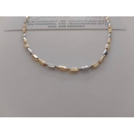 COLLANA Uomo Donna Unisex ORO Bicolore GIALLO BIANCO 18 Kt 750 Girocollo Collier