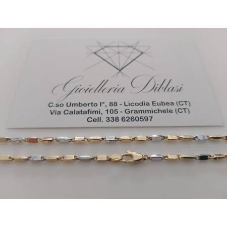 COLLANA Uomo Donna Unisex ORO Bicolore GIALLO BIANCO 18 Kt 750 Girocollo Collier