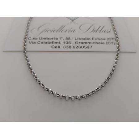 COLLANA Collier ORO BIANCO 18 Karati 750% Uomo Donna Unisex Maglia Catena ROLO'
