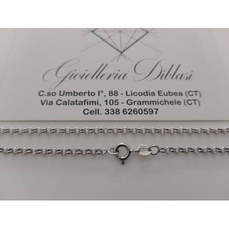 COLLANA Collier ORO BIANCO 18 Karati 750% Uomo Donna Unisex Maglia Catena ROLO'