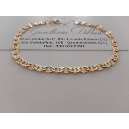 BRACCIALE ORO GIALLO 18 KARATI 750% Uomo Donna Unisex Maglia CATENA TRAVERSINO