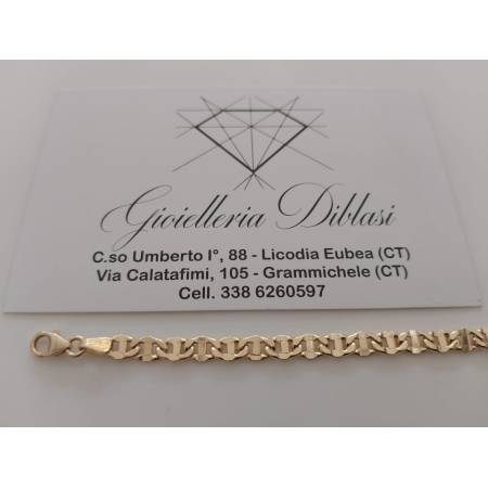 BRACCIALE ORO GIALLO 18 KARATI 750% Uomo Donna Unisex Maglia CATENA TRAVERSINO