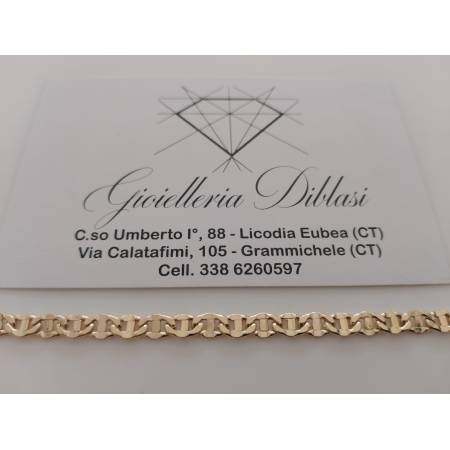 BRACCIALE ORO GIALLO 18 KARATI 750% Uomo Donna Unisex Maglia CATENA TRAVERSINO