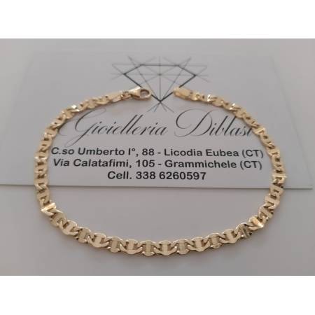 BRACCIALE ORO GIALLO 18 KARATI 750% Uomo Donna Unisex Maglia CATENA TRAVERSINO