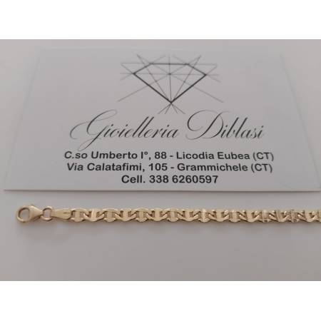BRACCIALE ORO GIALLO 18 KARATI 750% Uomo Donna Unisex Maglia CATENA TRAVERSINO
