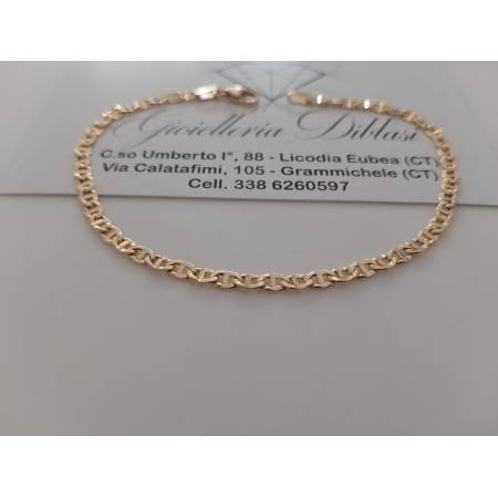 BRACCIALE ORO GIALLO 18 KARATI 750% Uomo Donna Unisex Maglia CATENA TRAVERSINO