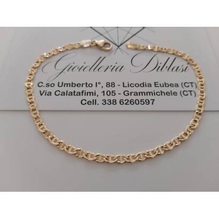 BRACCIALE ORO GIALLO 18 KARATI 750% Uomo Donna Unisex Maglia CATENA TRAVERSINO