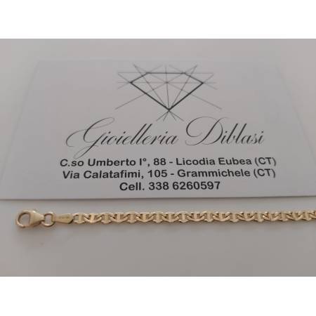 BRACCIALE ORO GIALLO 18 KARATI 750% Uomo Donna Unisex Maglia CATENA TRAVERSINO