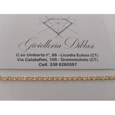 BRACCIALE ORO GIALLO 18 KARATI 750% Uomo Donna Unisex Maglia CATENA TRAVERSINO