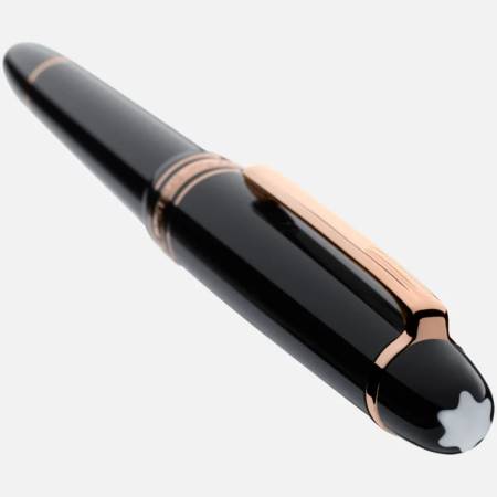 PENNA MONTBLANC Roller Meisterstück Rose Gold-Coated Pregiata Resina Nera 132487