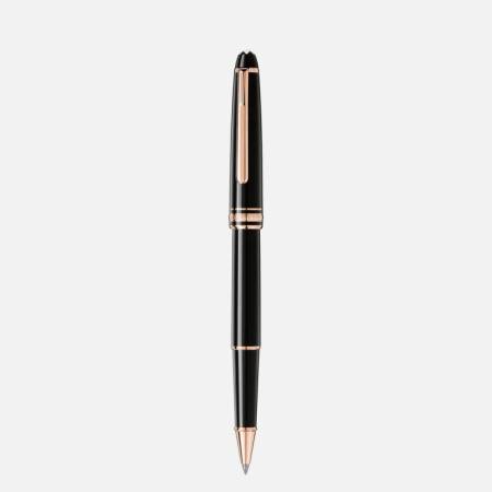 PENNA MONTBLANC Roller Meisterstück Rose Gold-Coated Pregiata Resina Nera 132487
