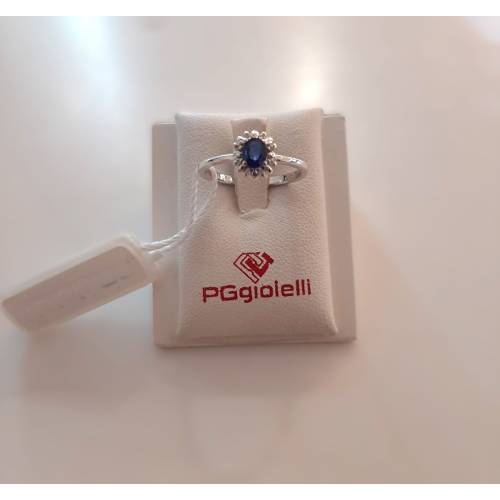 ANELLO SOLITARIO Con ZAFFIRO Blu E...