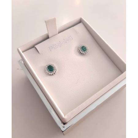 ORECCHINI Con SMERALDO E DIAMANTI PG GIOIELLI In ORO BIANCO 18 karati 750% Ovale