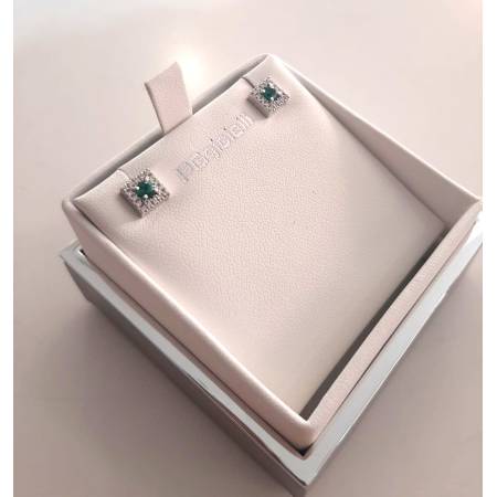 ORECCHINI Con SMERALDO E DIAMANTI PG GIOIELLI ORO BIANCO 18 karati 750% Quadrati