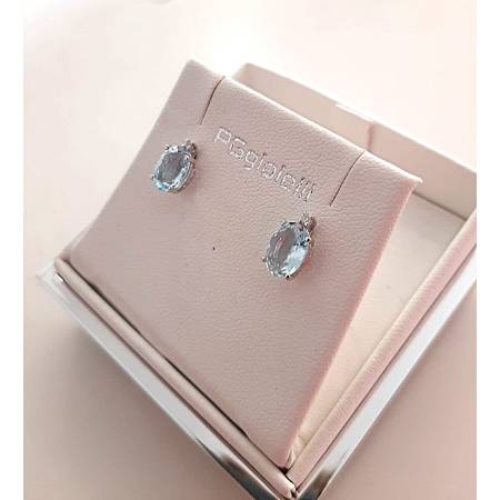 ORECCHINI Con ACQUAMARINA E DIAMANTI PG GIOIELLI ORO BIANCO 18 karati 750% Ovale