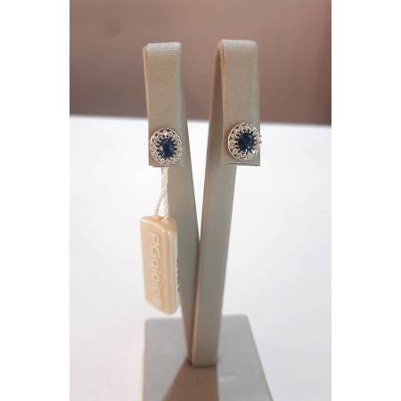 ORECCHINI Con ZAFFIRO E DIAMANTI PG GIOIELLI In ORO BIANCO 18 karati 750% Ovale