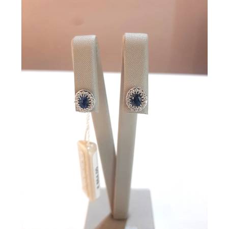 ORECCHINI Con ZAFFIRO E DIAMANTI PG GIOIELLI In ORO BIANCO 18 karati 750% Ovale