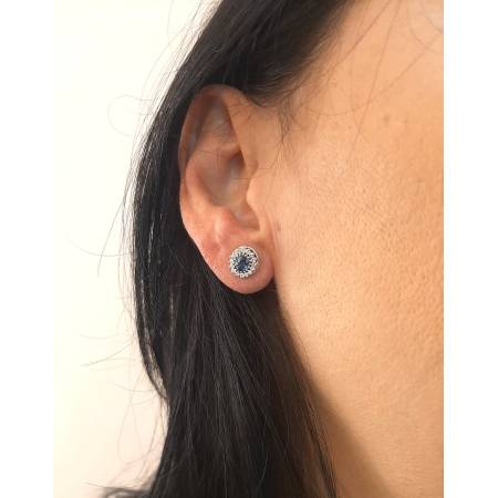 ORECCHINI Con ZAFFIRO E DIAMANTI PG GIOIELLI In ORO BIANCO 18 karati 750% Ovale