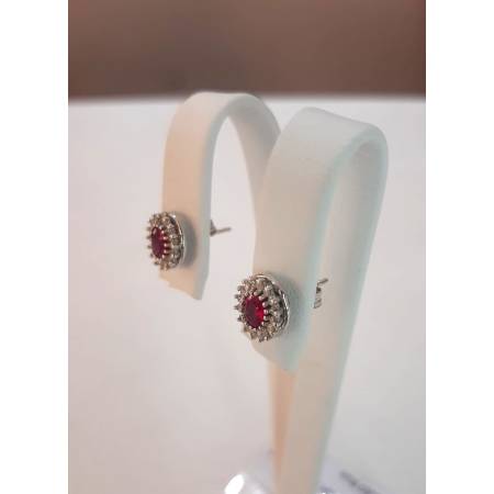 ORECCHINI Con RUBINI E DIAMANTI PG GIOIELLI ORO BIANCO 18 karati 750 Ovale Donna
