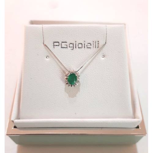 COLLANA Con SMERALDO E DIAMANTI PG...