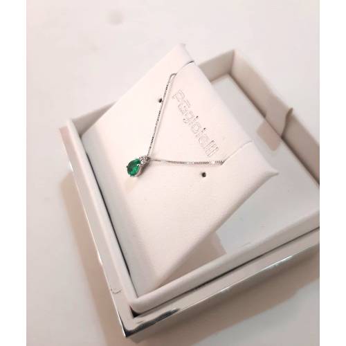 COLLANA SMERALDO A Goccia E DIAMANTI...