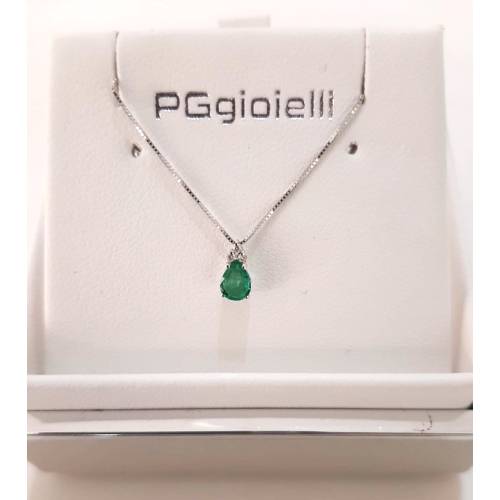 COLLANA SMERALDO A Goccia E DIAMANTI...