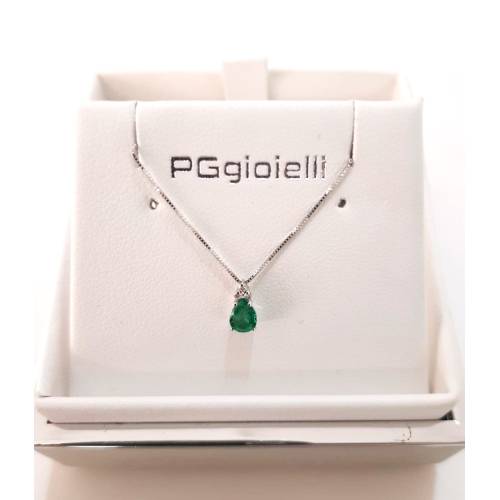 COLLANA SMERALDO A Goccia E DIAMANTI...