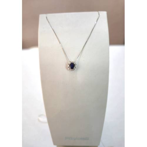 COLLANA ZAFFIRO Blu Forma Ovale E...