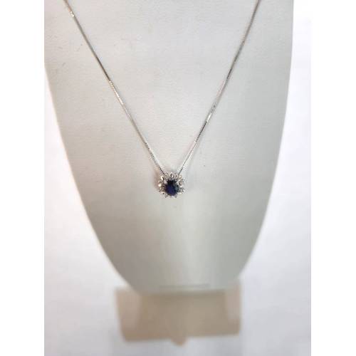 COLLANA ZAFFIRO Blu Forma Ovale E...