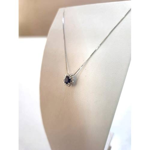 COLLANA ZAFFIRO Blu Forma Ovale E...