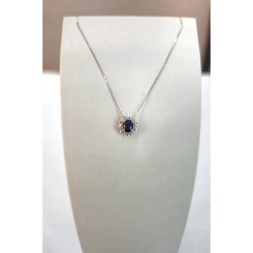 COLLANA ZAFFIRO Blu Forma Ovale E...