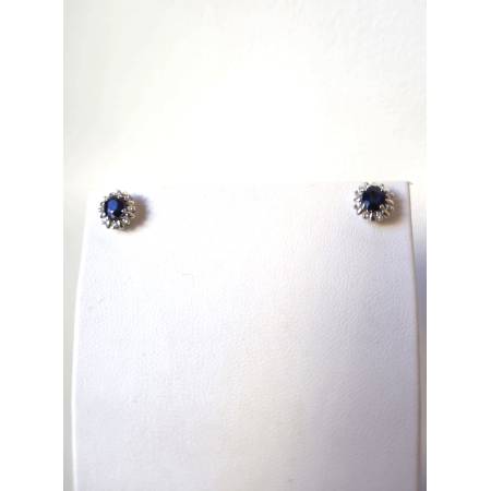 ORECCHINI PG GIOIELLI ZAFFIRO Forma OVALE Con DIAMANTI Oro Bianco 18 Karati 750%