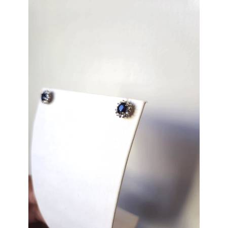 ORECCHINI PG GIOIELLI ZAFFIRO Forma OVALE Con DIAMANTI Oro Bianco 18 Karati 750%