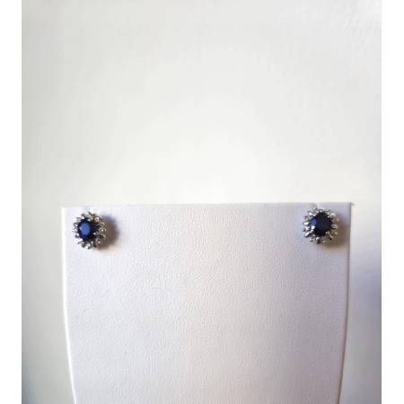 ORECCHINI PG GIOIELLI ZAFFIRO Forma OVALE Con DIAMANTI Oro Bianco 18 Karati 750%