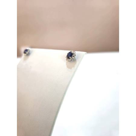 ORECCHINI PG GIOIELLI ZAFFIRO Forma OVALE Con DIAMANTI Oro Bianco 18 Karati 750%
