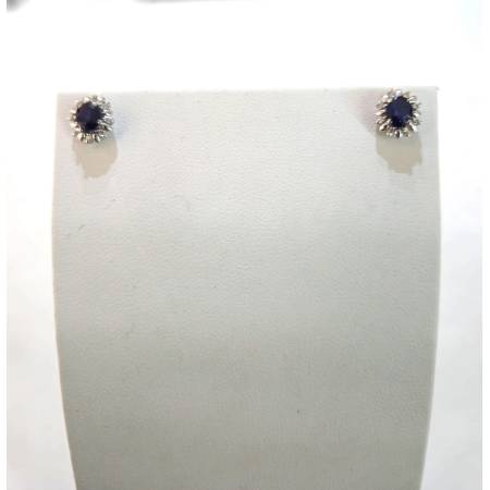 ORECCHINI PG GIOIELLI ZAFFIRO Forma OVALE Con DIAMANTI Oro Bianco 18 Karati 750%
