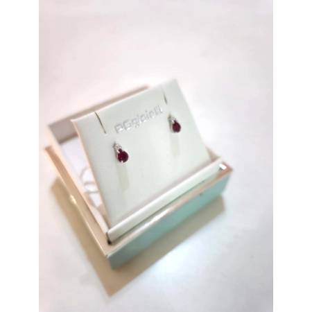 ORECCHINI PG GIOIELLI RUBINO Forma A Goccia E DIAMANTI Oro Bianco 18 Karati 750%