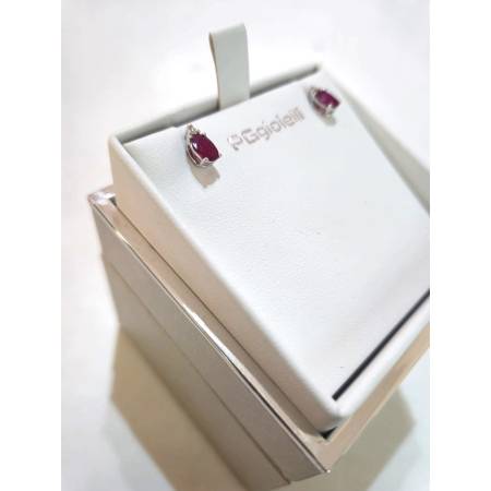 ORECCHINI PG GIOIELLI RUBINO Forma Ovale E DIAMANTI In Oro Bianco 18 Karati 750%