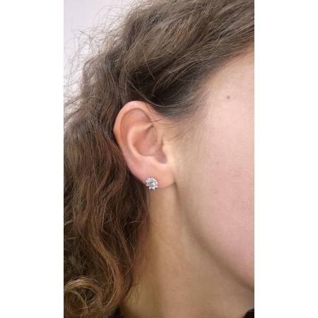 ORECCHINI Con ACQUAMARINA E DIAMANTI PG GIOIELLI ORO BIANCO 18 Karati 750% Ovale