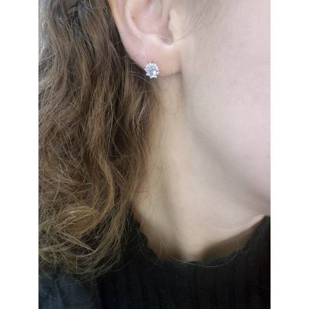 ORECCHINI Con ACQUAMARINA E DIAMANTI PG GIOIELLI ORO BIANCO 18 Karati 750% Ovale