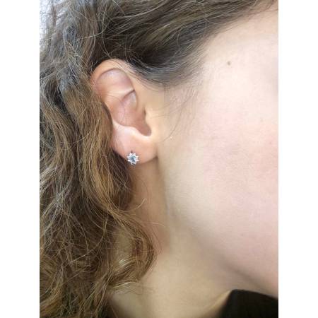 ORECCHINI Con ACQUAMARINA E DIAMANTI PG GIOIELLI ORO BIANCO 18 karati 750% Ovale