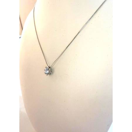 COLLANA ACQUAMARINA Ovale E DIAMANTI In Oro Bianco 18 Karati 750% PG GIOIELLI