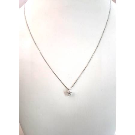 COLLANA PUNTO LUCE DIAMANTI Forma A STELLA Oro Bianco 18 Karati 750% PG GIOIELLI