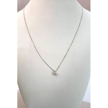 COLLANA PUNTO LUCE DIAMANTI Forma A STELLA Oro Bianco 18 Karati 750% PG GIOIELLI