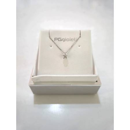 COLLANA PUNTO LUCE DIAMANTI Forma A STELLA Oro Bianco 18 Karati 750% PG GIOIELLI