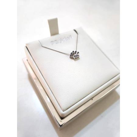 COLLANA Forma CORONA ZAFFIRO Pg Gioielli In Oro Bianco 18 Karati 750/1000