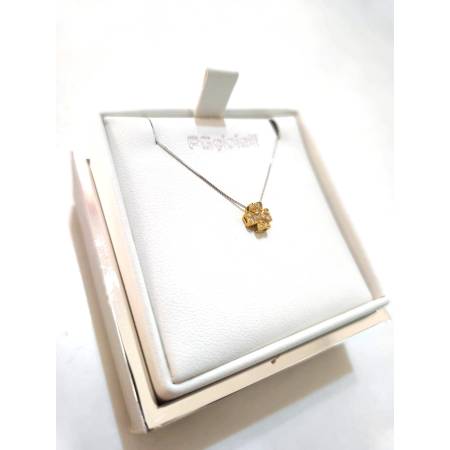 COLLANA QUADRIFOGLIO DIAMANTI Pg Gioielli Oro Bianco Giallo 18 Karati 750%