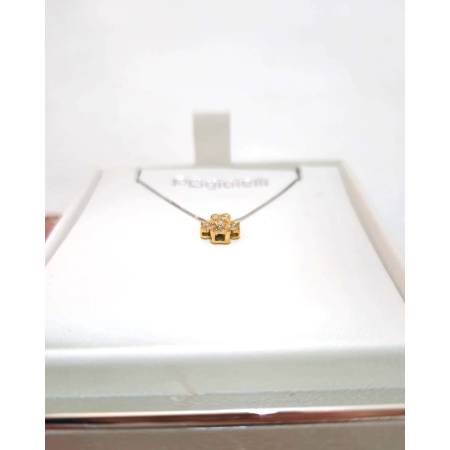COLLANA QUADRIFOGLIO DIAMANTI Pg Gioielli Oro Bianco Giallo 18 Karati 750%