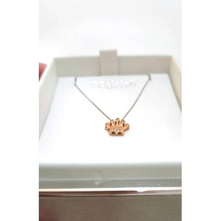 COLLANA Forma CORONA Con DIAMANTI Pg Gioielli Oro Bianco Rosa 18 Karati 750/1000