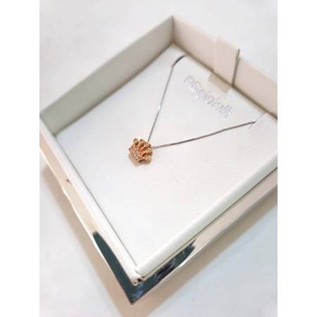 COLLANA Forma CORONA Con DIAMANTI Pg Gioielli Oro Bianco Rosa 18 Karati 750/1000